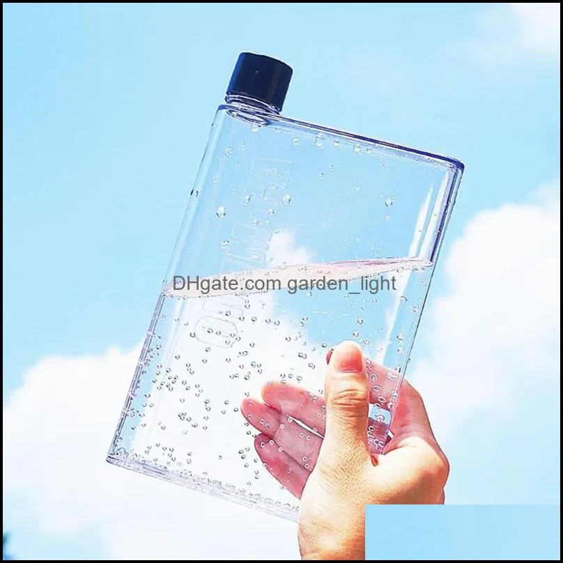 water bottles flat bottle 325ml/420ml ingenious notebook cup portable drinks kettle for office school outdoor travel various colors