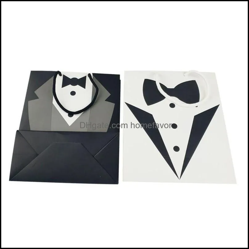 wedding tuxedo tote bags black white bridegroom tuxedo paper bag wedding birthday party groomsmen gift favor bags