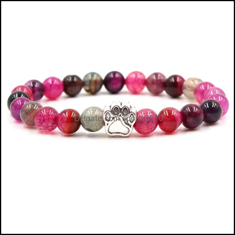 chakras stripe agate stone beaded strands bracelet dog paw claw bracelets healing energy yoga bracelet for men women jewelry gifts sports2010