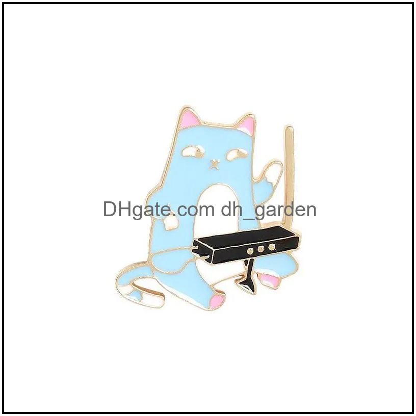 pins brooches jewelry cute music cat animal cartoon enamel pin for women girl fashion metal vintage pins badge wholesale gift drop delivery 6054