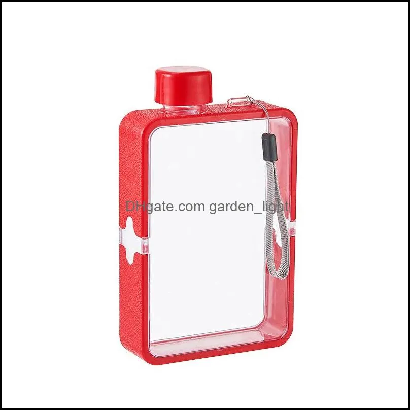 a5 380ml square water cup portable outdoor sports plastic kettle red blue creative paper drinks bottle pattern 8 8kn j2