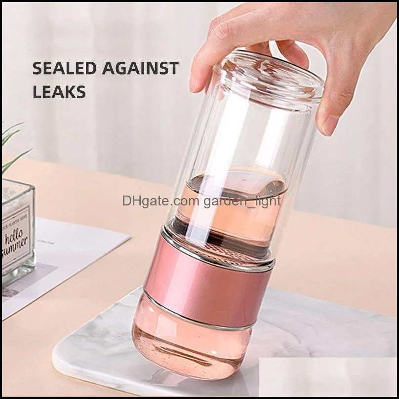 water bottles double wall glass bottle with case tea drink infuser tumbler drinkware waterbottle stainless steel filter cup