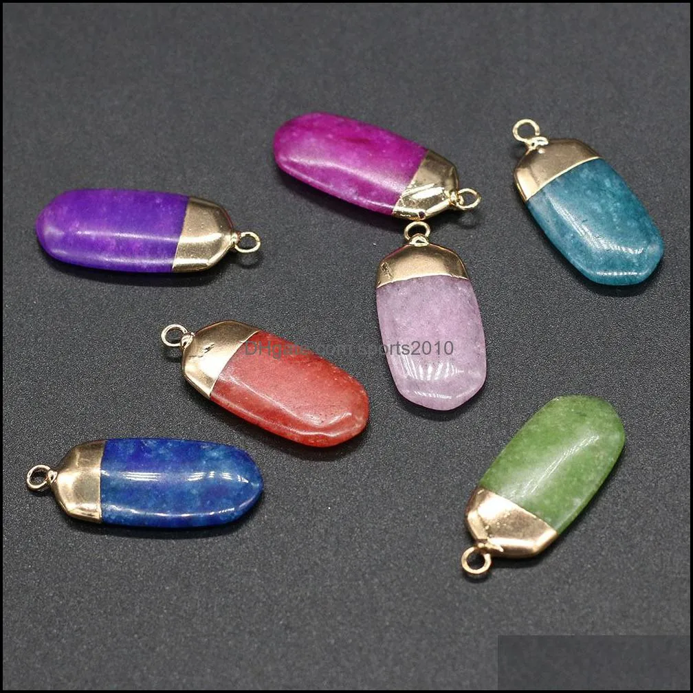 reiki healing charms semiprecious rectangular white stone dyed color crystal pendant diy necklace women fashion jewelry finding sports2010