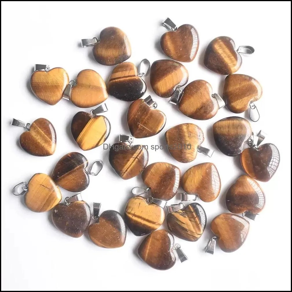 natural stone charms 20mm heart tigers eye rose quartz opal pendant pink crystal pendants chakras gem stone fit earrings necklace making sports2010