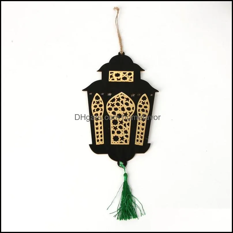 eid mubarak ramadan wooden ornament with tassel muslim isramic eid mubarak pendant tassel home party decor