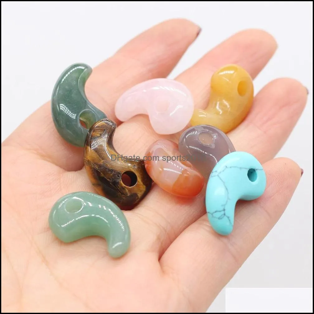 comma shape natural stone charms agates crystal turquoises jades opal stones pendant 15x22mm sports2010