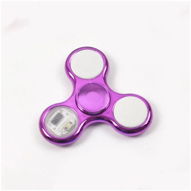 led light spinning top coolest changing fidget spinners finger toy kids toys auto change pattern with rainbow up hand spinner