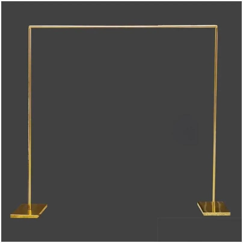 party decoration 5pcs/lot wedding props square metal arch shiny gold plated backdrop stand stage rectangular flower