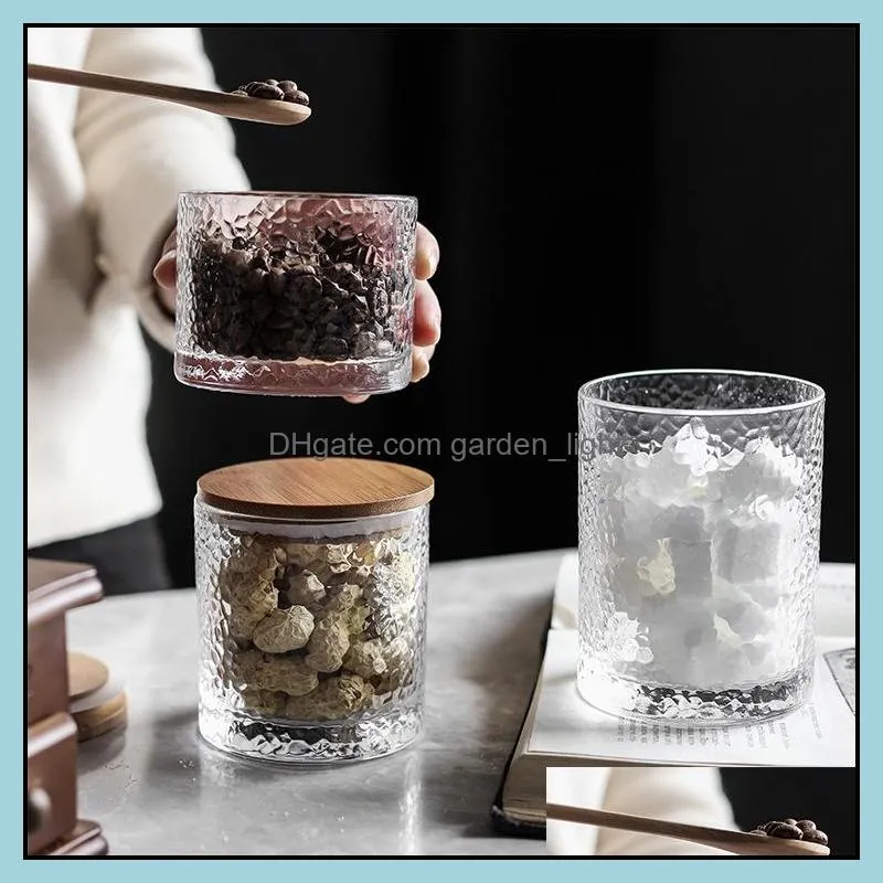 transparent glass coffee bean tea container food storage jar with airtight seal bamboo lid borosilicate glass food storage canister