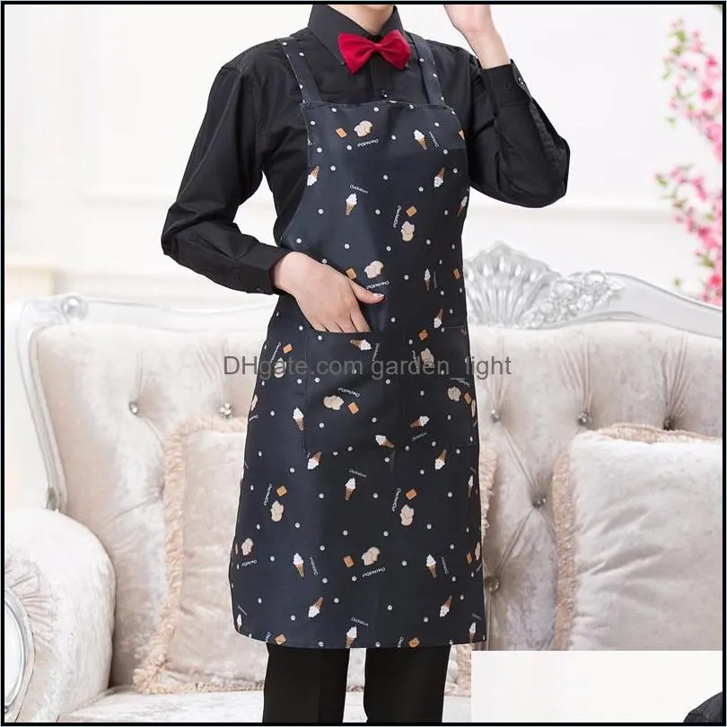 checkered stripe hanging neck apron kitchen cook works clothes pocket aprons waterproof clean women men pinafore restaurant 4jx n2