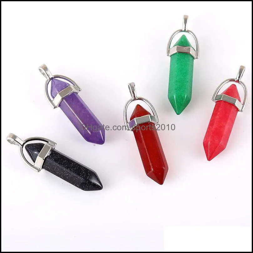 natural stone synthetic turquoise charms hexagonal prism bullet shape pendant craft for diy earrings necklace jewelry making sports2010