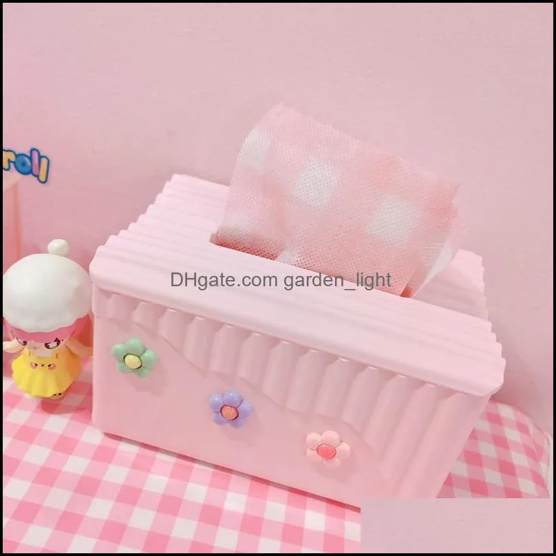 tissue boxes napkins pink box for removable roll paper small flower containers towel dispenser kitchen holder