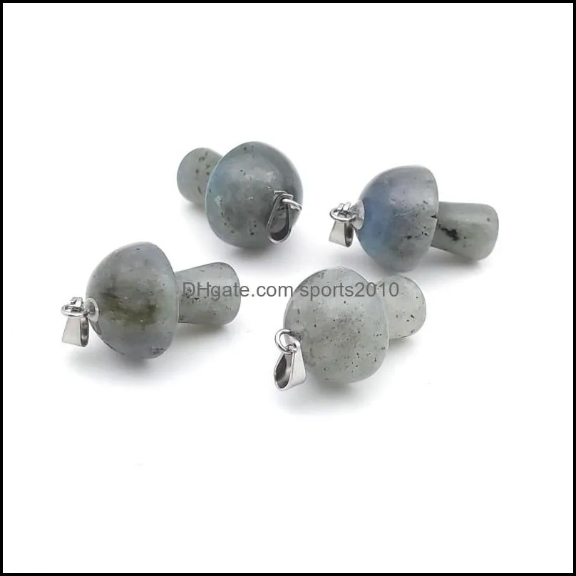 glass stone carving mushroom shape charms pendant reiki healing crystal quartz for women jewelry making sports2010