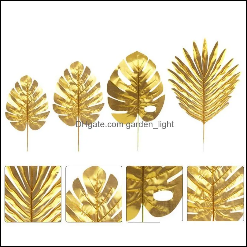 decorative flowers wreaths 20pcs golden simulation leaf delicate artificial adornment plant decor