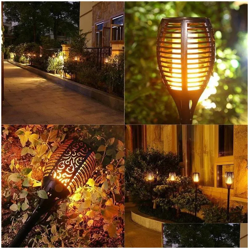 streamers flame lamp led solar lights outdoor ip65 waterproof garden light flickering flames torches lamps for courtyard gardens