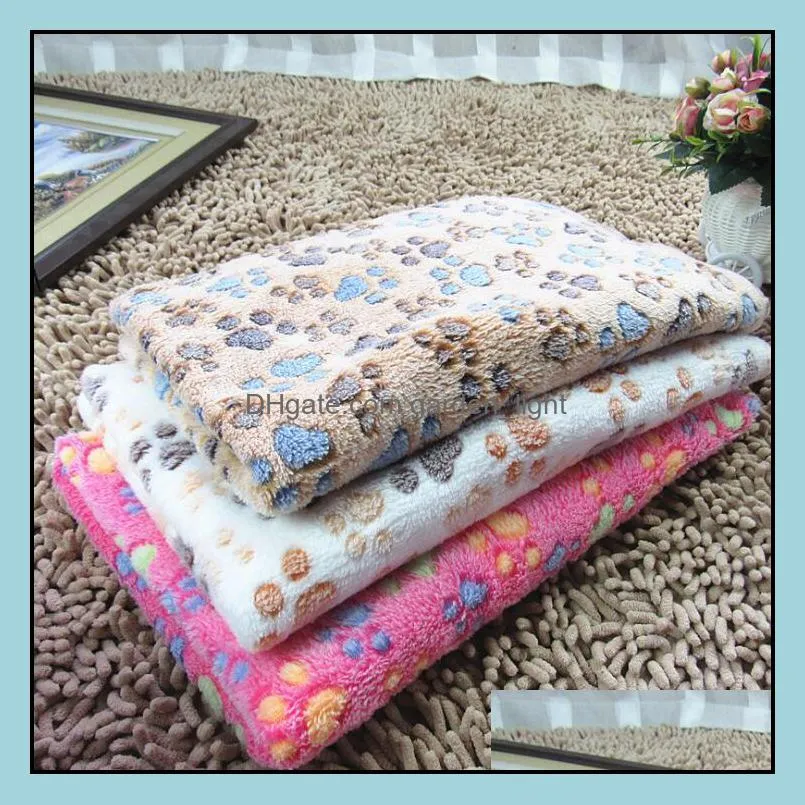 colorful pet blanket claw printed cat dog kennels blankets doublesided plush soft warm puppy throws sleeping mat bath towels lxl700