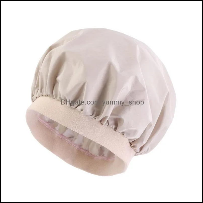 solid color waterproof elastic bath hat for women girl head cover caps bonnet hair care fashion accessories headwear