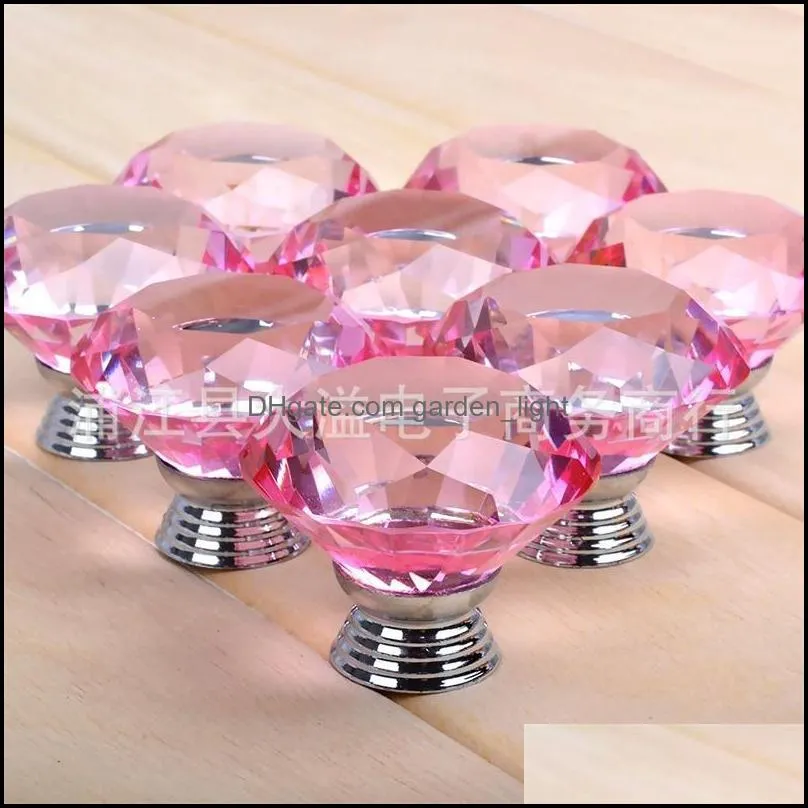 crystal glass cone shape handles door drawer single hole pulls furniture accessories 3x4cm knob colourful translucent 0 99dy n2