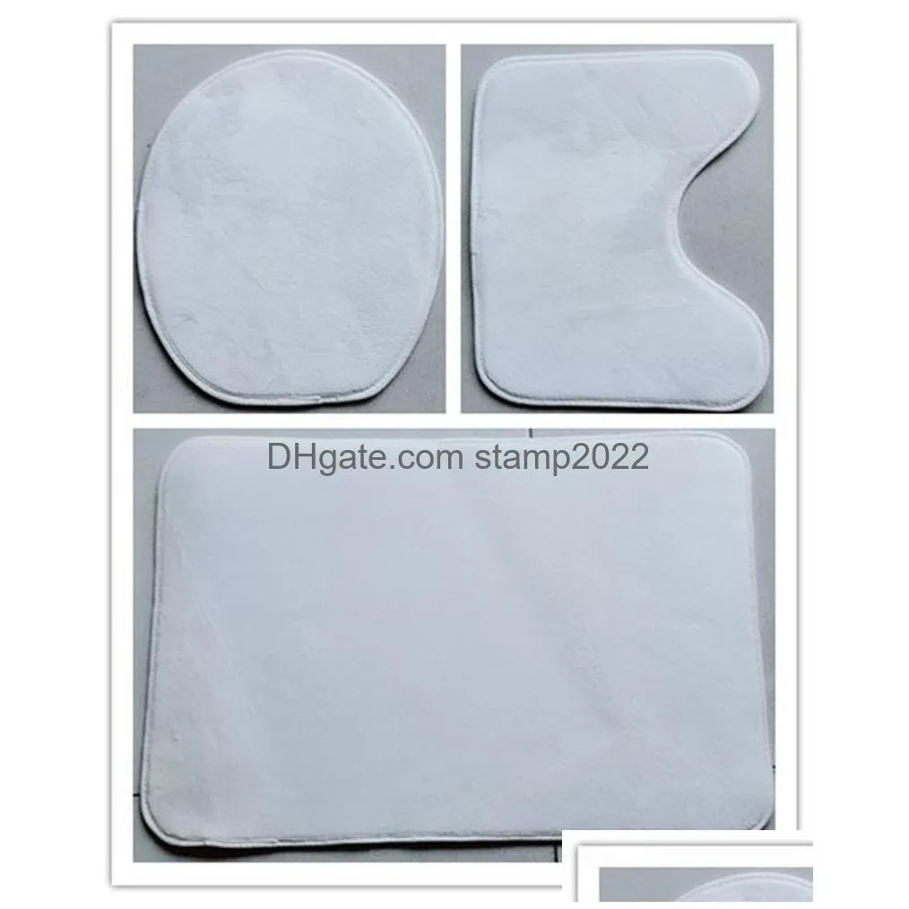 sublimation bathroom mats blank cotton bath rugs threepiece thermal transfer toilet mat diy white in stock