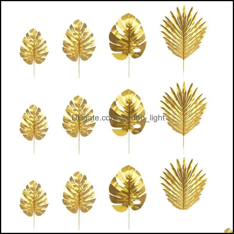 decorative flowers wreaths 20pcs golden simulation leaf delicate artificial adornment plant decor