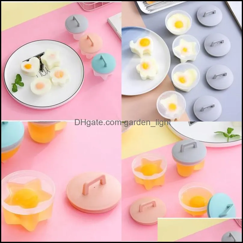 home kitchen egg steamer non stick cup boiled eggs mould 4 pcs set with lid and brush household supplies 8 8wd j2