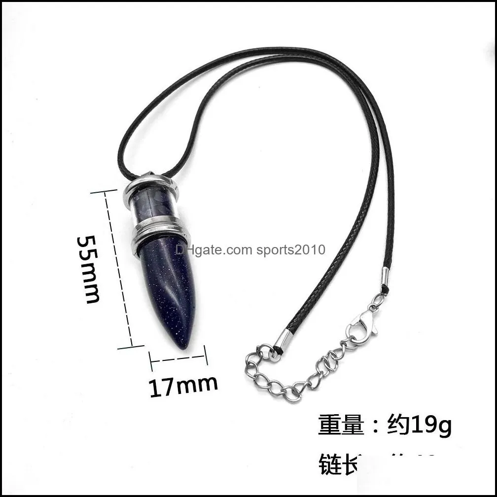 natural crystal bullet shape chakra stone charms pendulum amethyst rose quartz pendants for jewelry accessories making sports2010