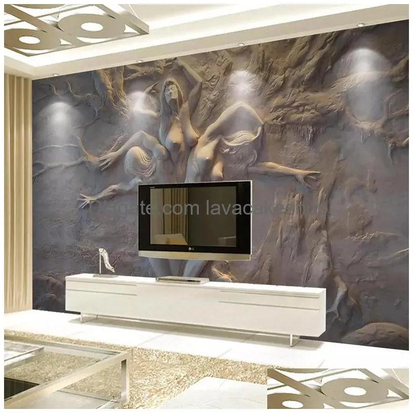 custom wallpaper european 3d stereoscopic embossed abstract beauty body art background wall painting living room bedroom mural