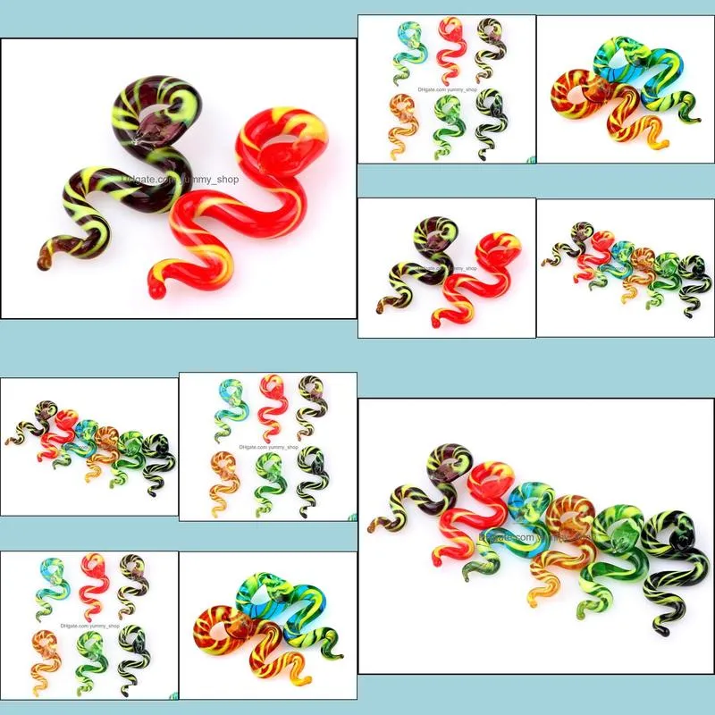 wholesale 6pcs handmade murano lampwork glass mix color snake pendant fit necklace jewelry gift