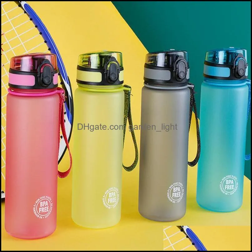 water bottles sports bottle 600ml tour outdoor leak proof school drinking portable colorful drinkware bpa frosted cup