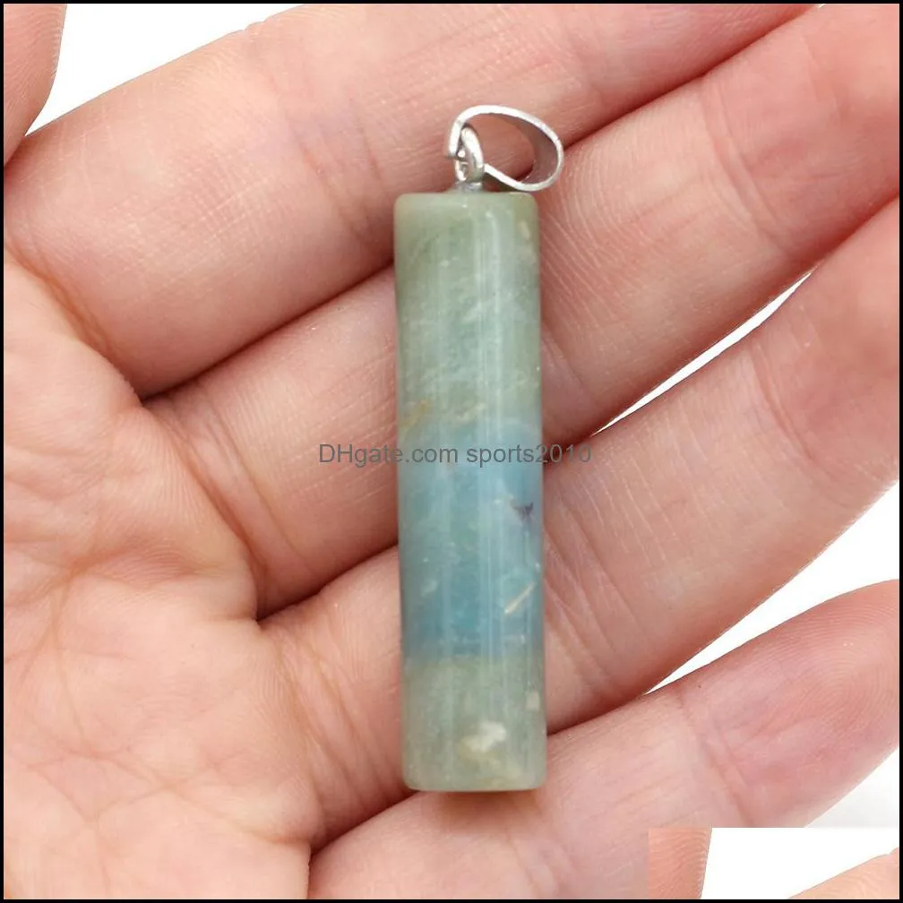 natural stone pillar column charms turquoise rose quartz healing reiki crystal pendant diy necklace earrings 10x43mm sports2010