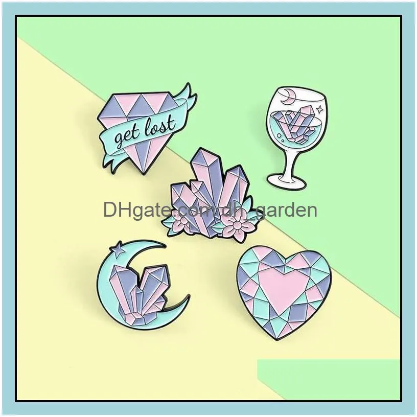 customized alloy heart wine glass shape enamel pins cartoon women girls kids jewelry brooch gemstone letter brooches 1064 d3