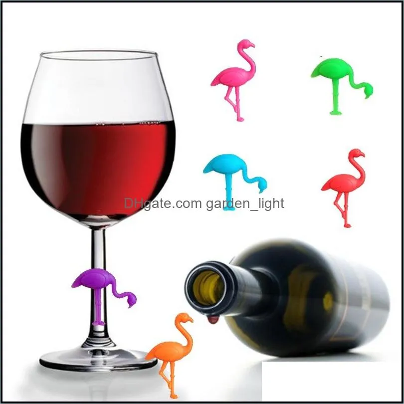 bar products 6pcs drink markers silicone wine glass marker birds design charms label mark glass identification for parties 20220607 e3