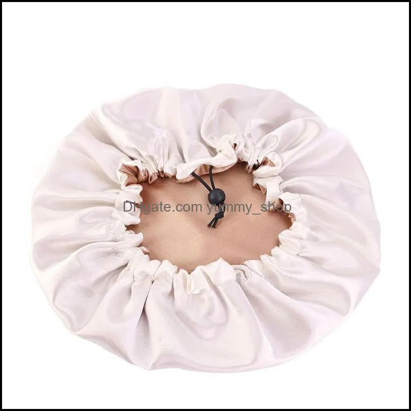 double layer satin solid color night hat women beanie sleeping caps bonnet hair care fashion accessories headwear