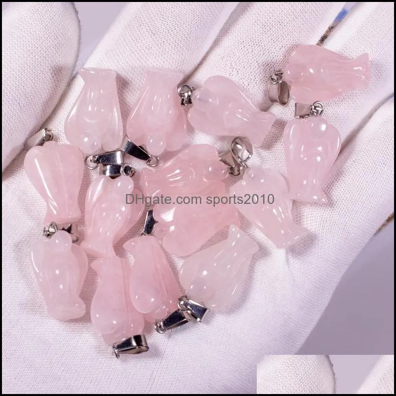 chakra natural stone charm rose quartz crystal angel pendants chakras gem stone fit earrings necklace making assorted sports2010