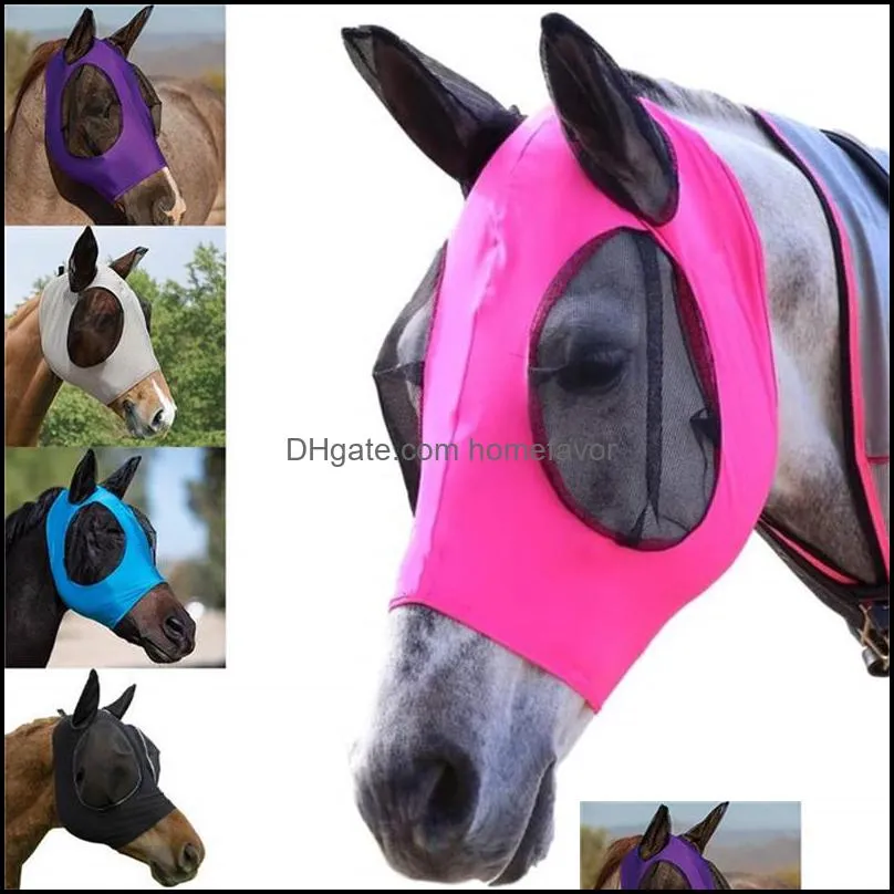 antifly mesh equine mask horse mask stretch bug eye horse fly masks with covered ears horse fly mask long nose with ears 30pcs