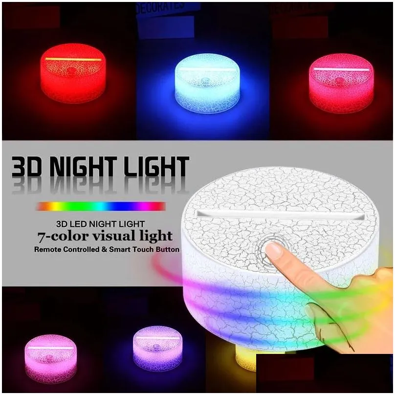 3d led lamp base table decoration night light bases led 7 coloradjust abs usb remote control lighting accessories wholesale