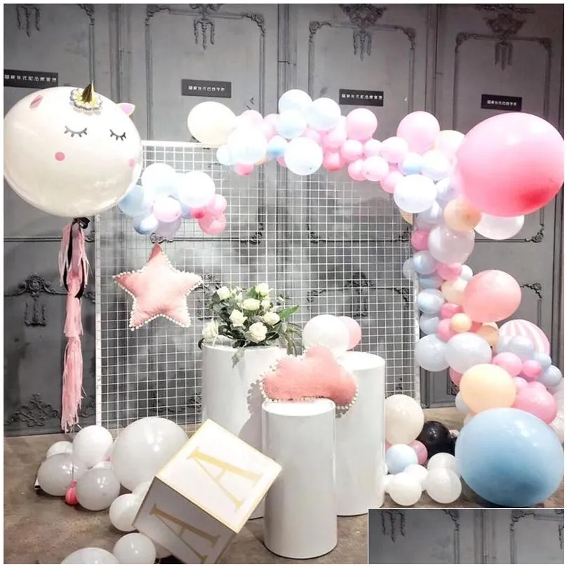 party decoration geometry wedding arch decor square grid metal multicolor mesh balloons backdrop stand