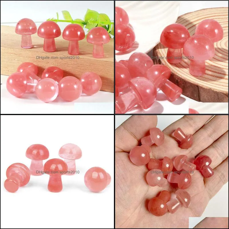 20mm mini watermelon red glass stone mushroom plant statue ornament carving home decoration crystal polishing gem sports2010