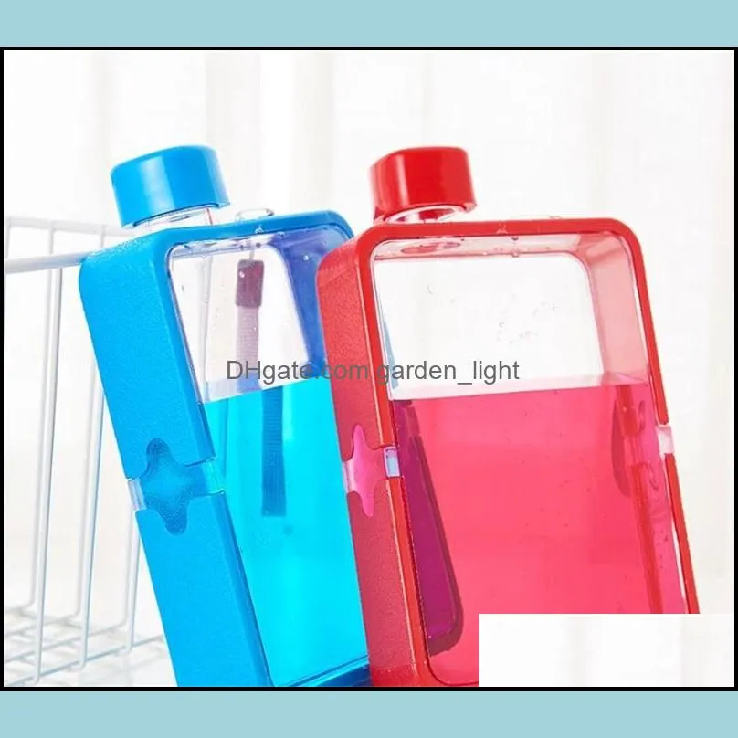 a5 380ml square water cup portable outdoor sports plastic kettle red blue creative paper drinks bottle pattern 8 8kn j2