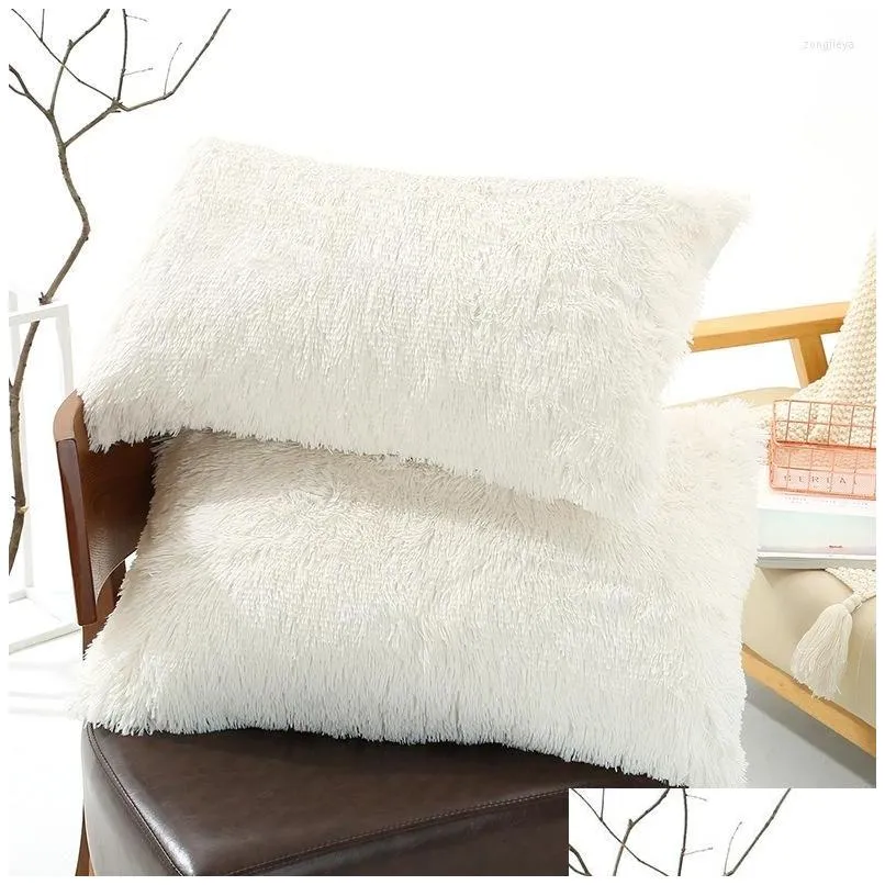 pillow case 2 pcs/set fluffy pv plush super soft bedding supplies shaggy fuzzy fur faux warm