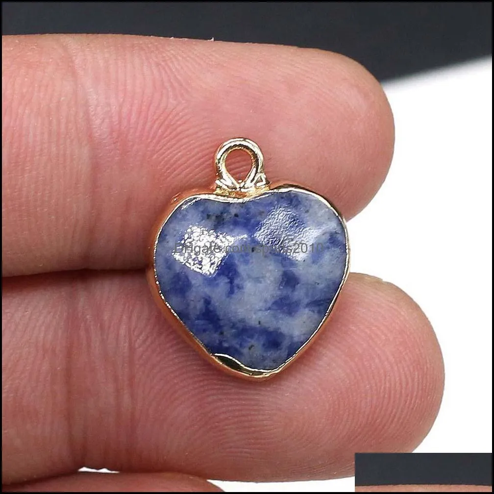 delicate natural stone charms heart rose quartz lapis lazuli turquoise opal pendant diy for bracelet necklace earrings jewelry making sports2010