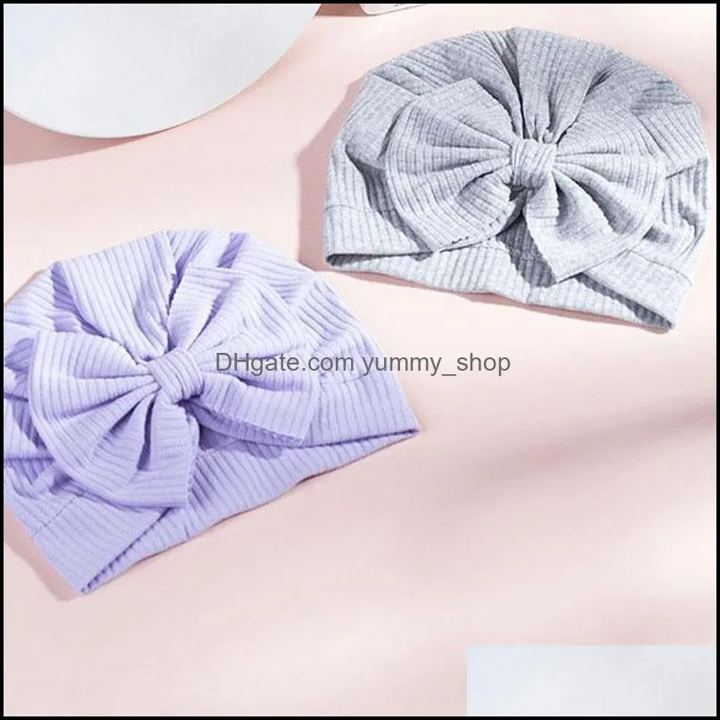  born baby solid color bows kids beanie hat infant warm bowknots caps headwear party decor fashion accessories