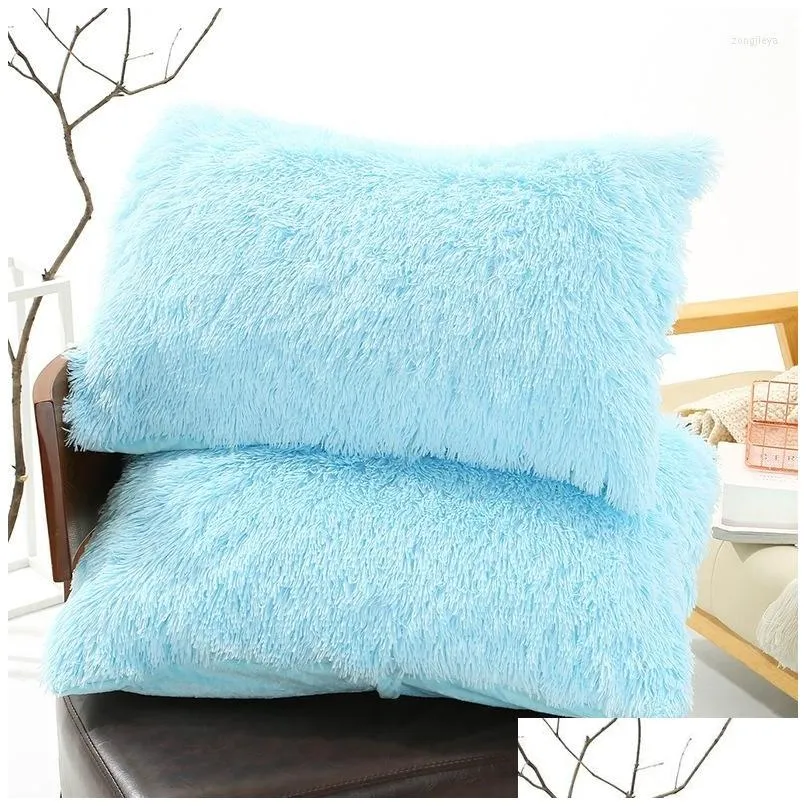 pillow case 2 pcs/set fluffy pv plush super soft bedding supplies shaggy fuzzy fur faux warm