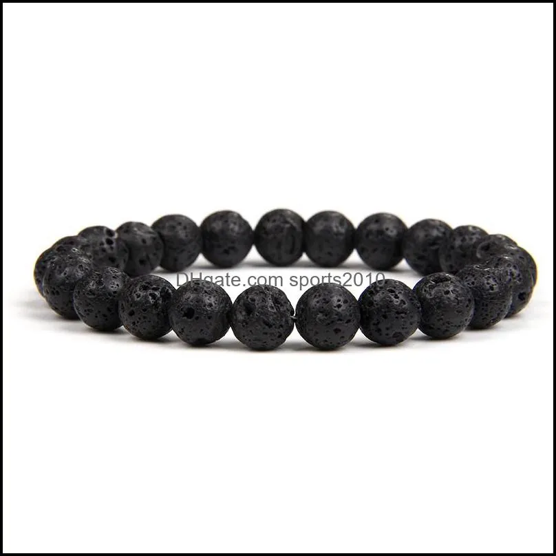 natural stone beaded strands bracelet lava volcanic round beads bracelets healing energy yoga bracelet for men women jewelry gifts sports2010