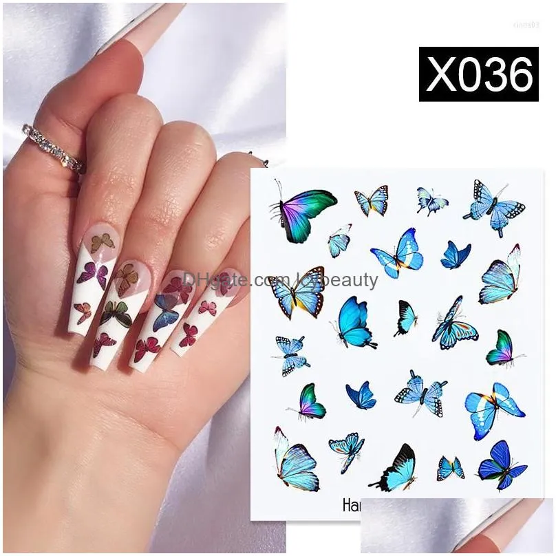 nail stickers butterfly transfer charms spring summer water sticker for nails sliders flower leaf image tattoo decal decoration