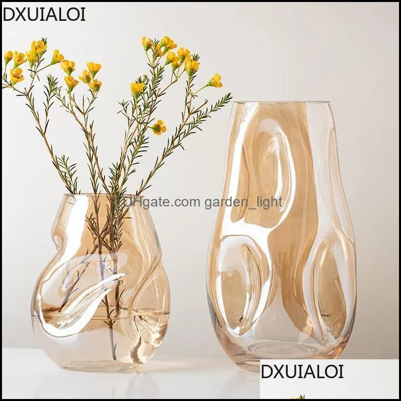 vases modern simple and irregular specialshaped stained glass vase living room desktop flower arrangement home decoration