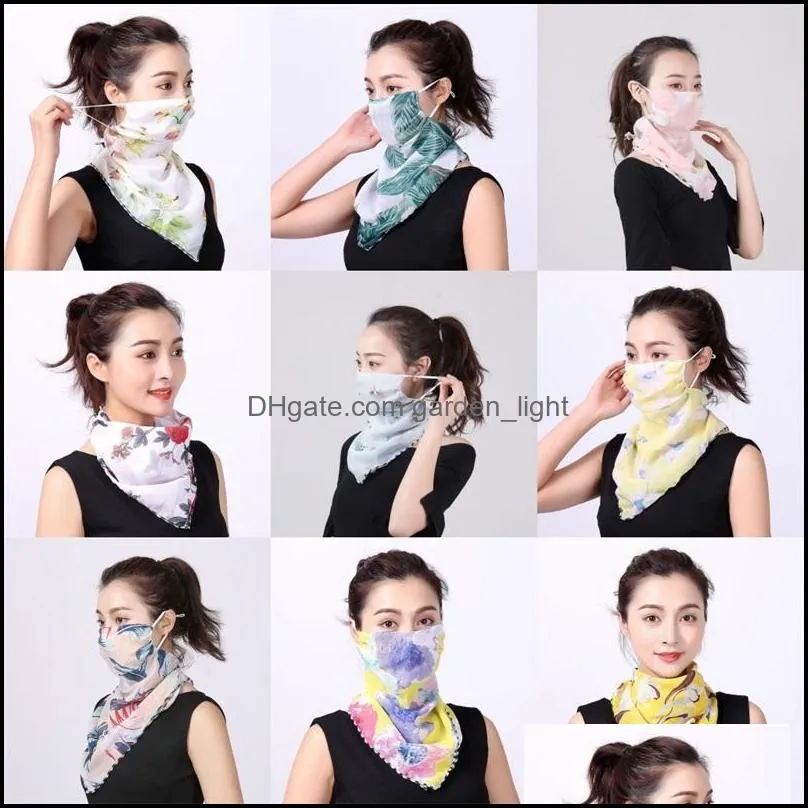 women scarf face mask silk chiffon handkerchief outdoor windproof half face dustproof sunshade masks scarf dust mask party mask 7 m2