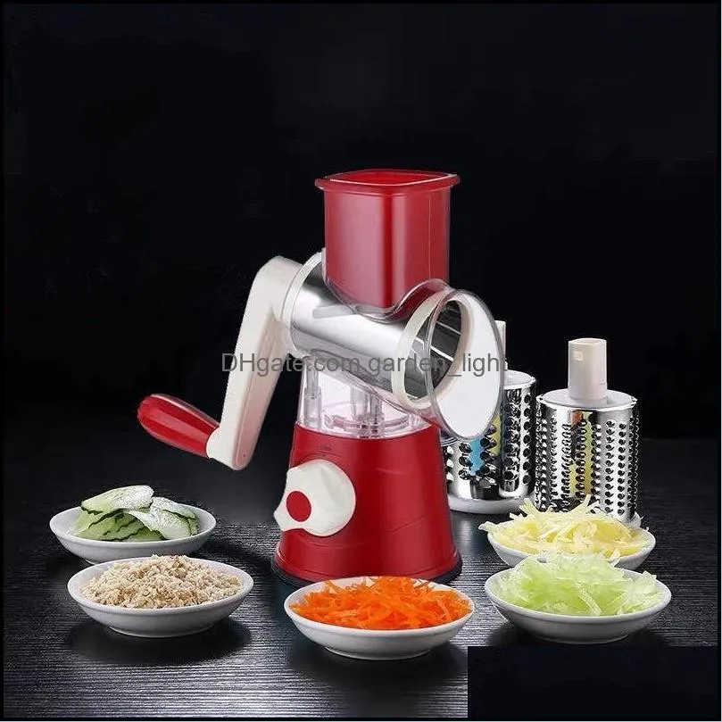 manual vegetable mandoline cutter multifunctional rotary potato cheese slicer grain grinding grinder kitchen tool 3 blades 20220113 q2