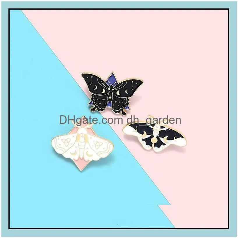 customized butterfly bulk enamel pins starry sky moon creativity jewelry hard brooches women enamel brooch 1165 d3