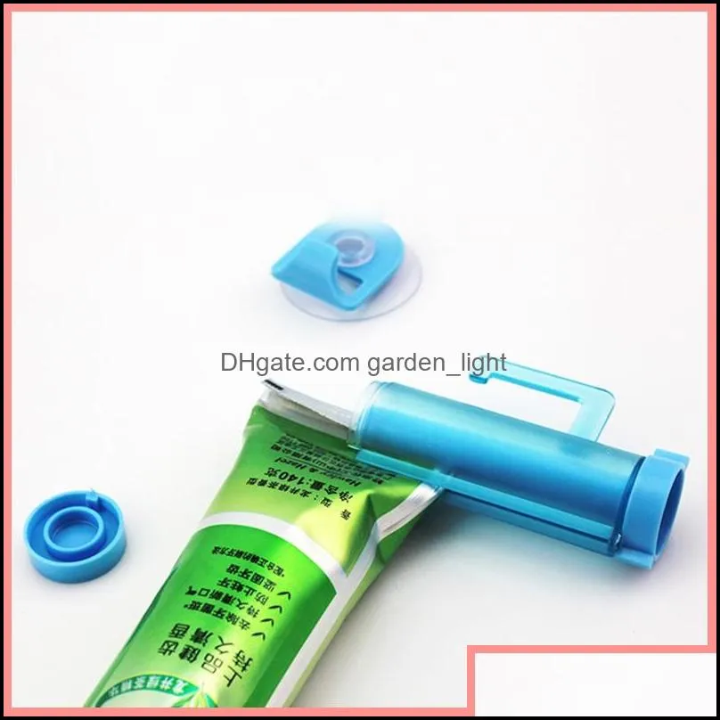 portable toothpaste dispenser suction cup candy color bathroom accessories plastic translucent squeeze teethpastes dispensers home 1 1xy
